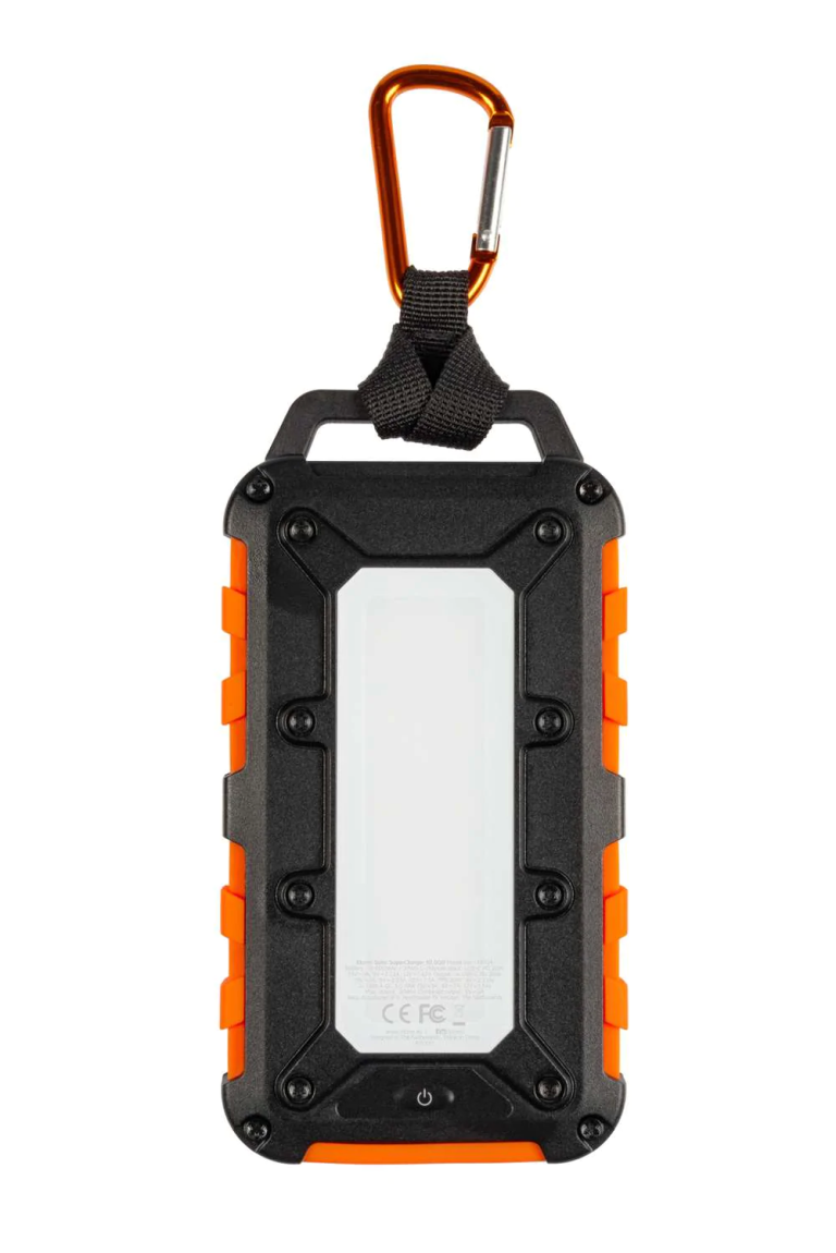 Xtreme Solar Power Bank Charger - 10000 mAh - Black/Orange