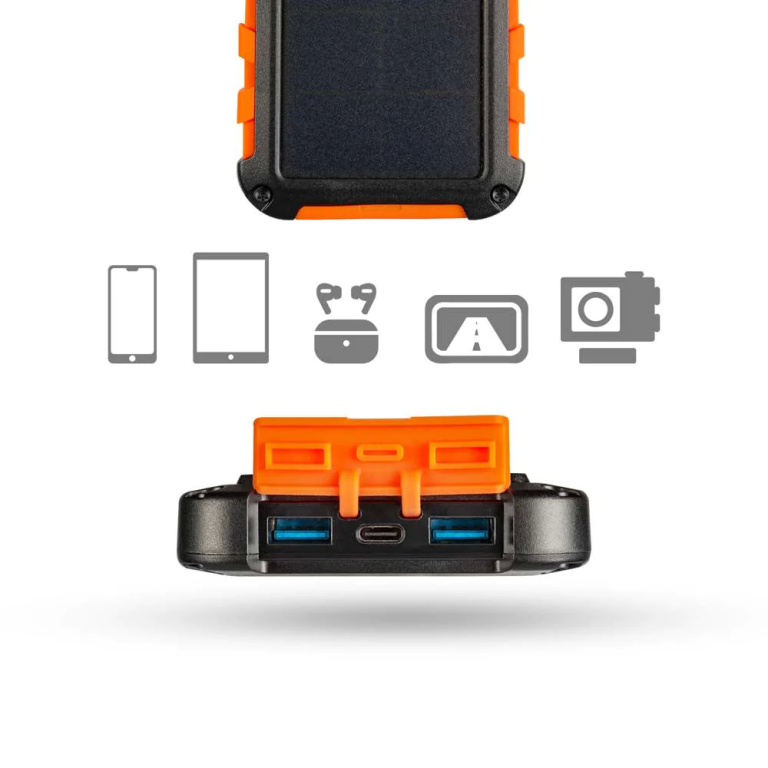 Xtreme Solar Power Bank Charger - 10000 mAh - Black/Orange