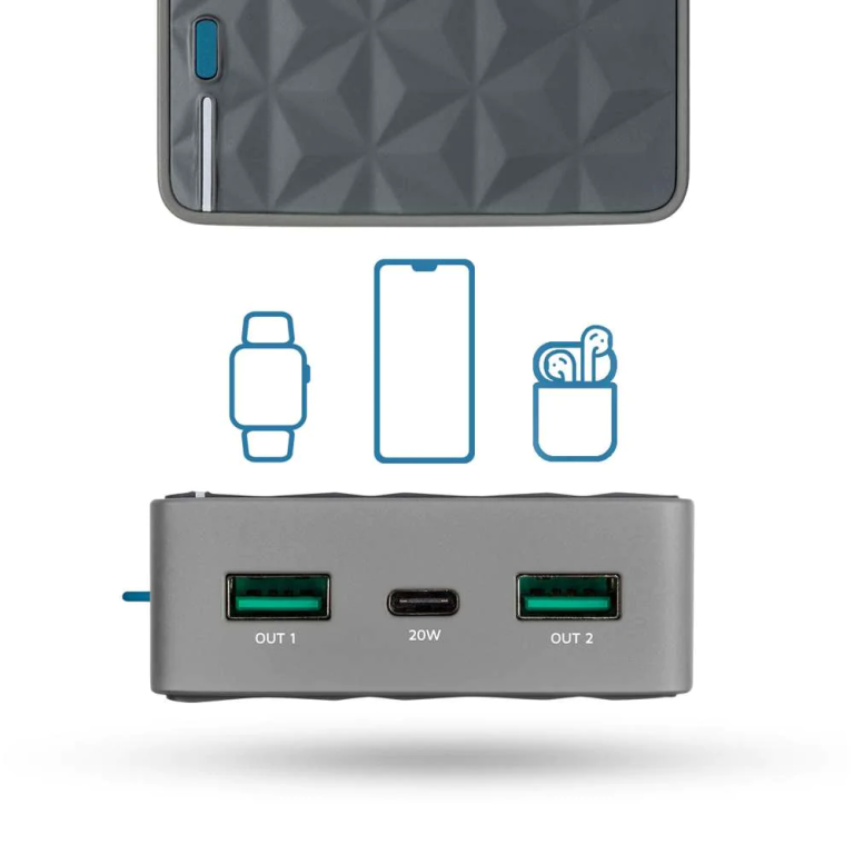 FS4 Power Bank 20 Watts - 20000 mAh - Grey/Blue