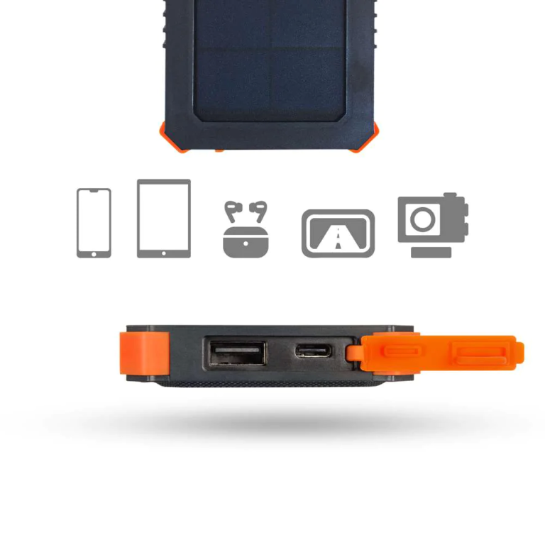 Xtreme Solar Power Bank Charger - 5000 mAh - Black/Orange