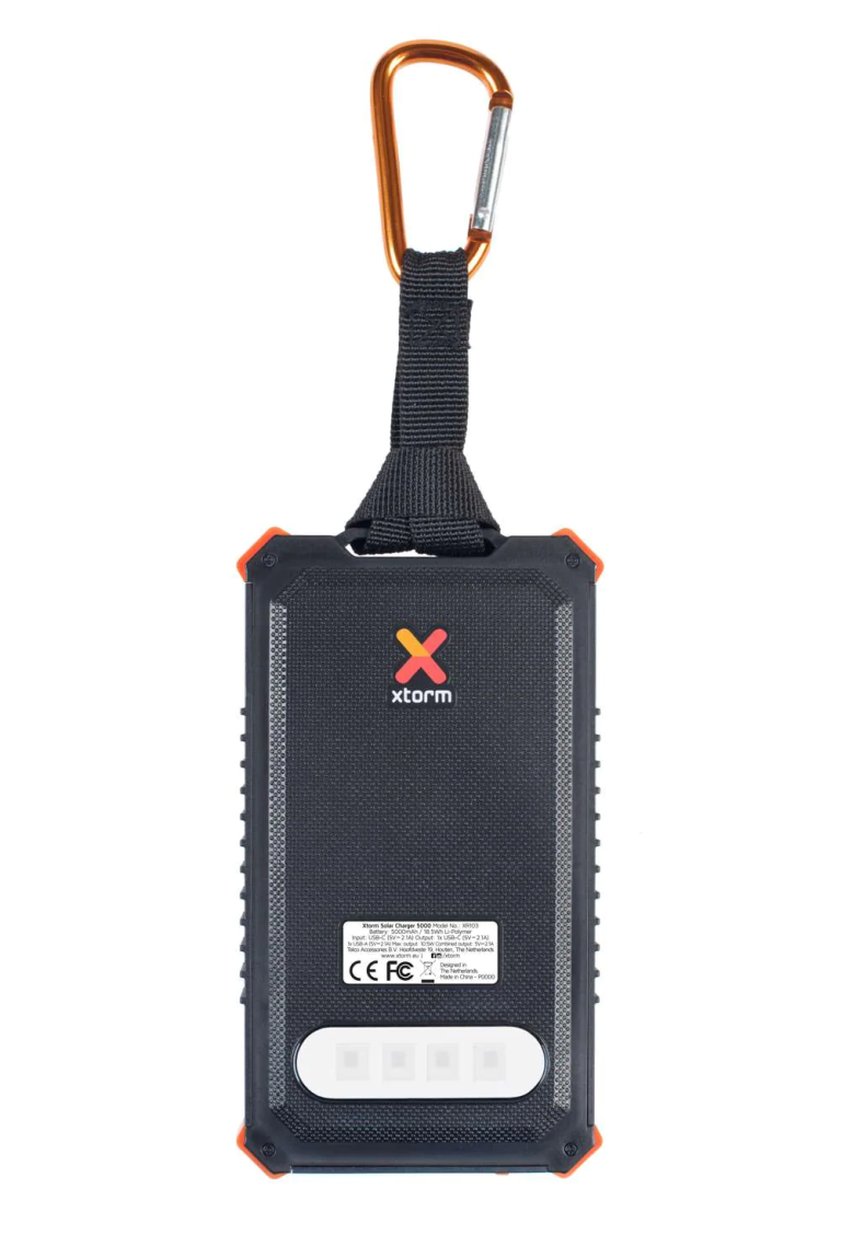Xtreme Solar Power Bank Charger - 5000 mAh - Black/Orange