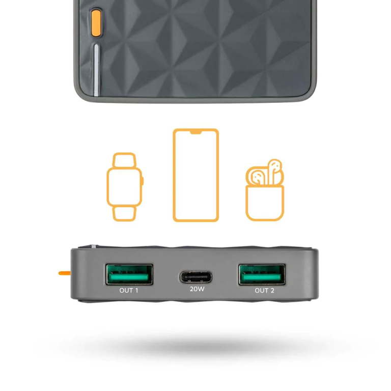 FS4 Power Bank 20 Watts - 10000 mAh - Grey/Orange